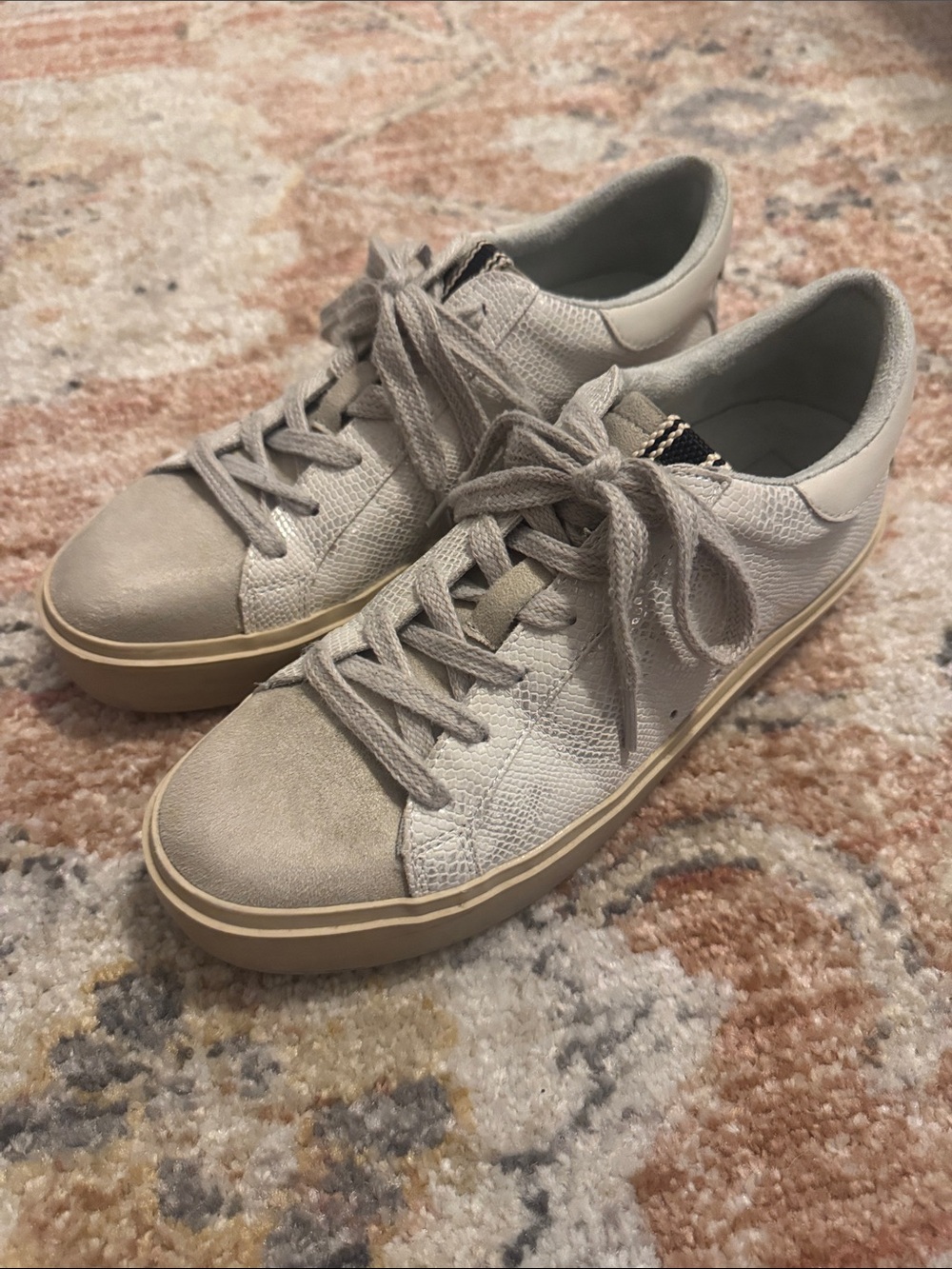 ShuShop Women's Lace-Up Sneakers in Light Beige/Grey